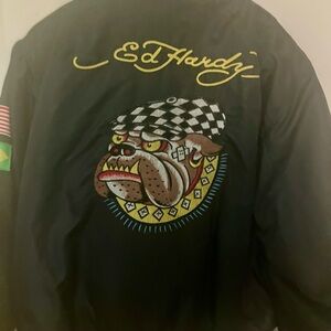 Ed Hardy Black Jacket with Bulldog Design